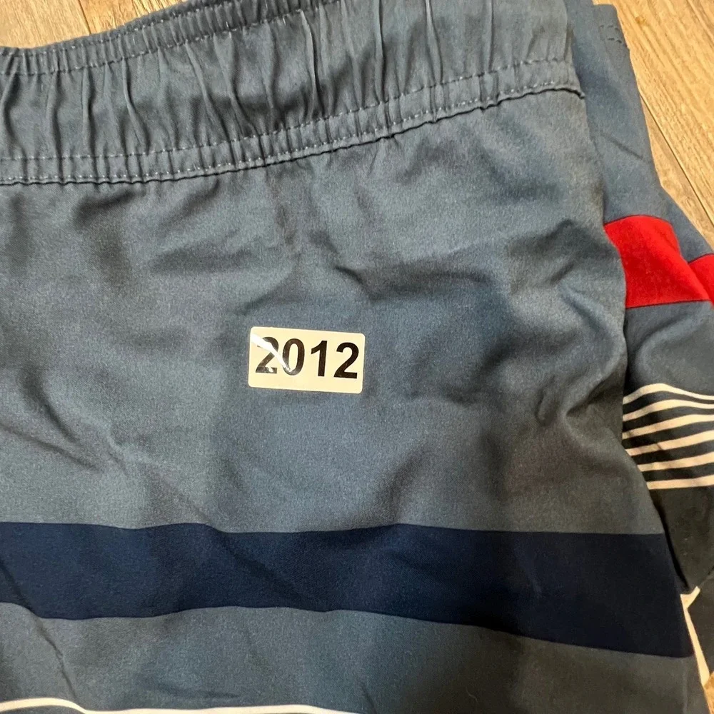 Goodfellow Mens Swim Trunks 4-Way Stretch Striped Blue XL NWT